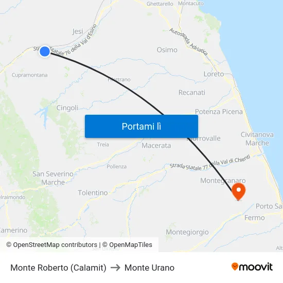 Monte Roberto (Calamit) to Monte Urano map