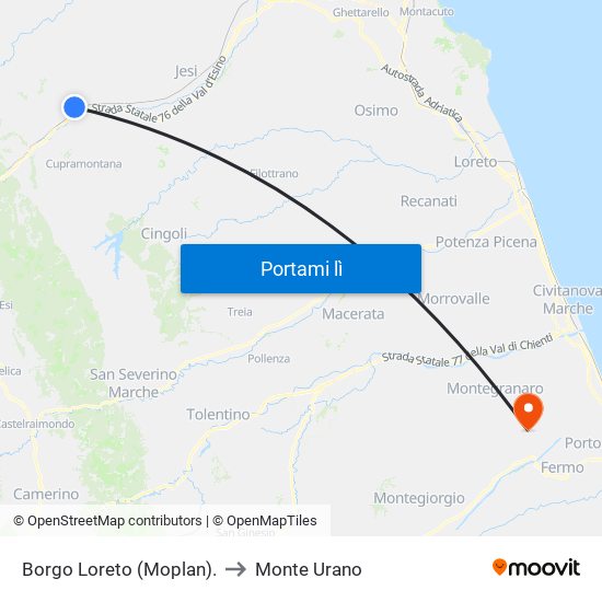 Borgo Loreto (Moplan). to Monte Urano map