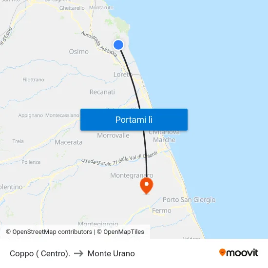Coppo ( Centro). to Monte Urano map