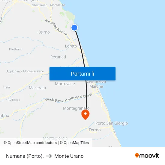 Numana (Porto). to Monte Urano map