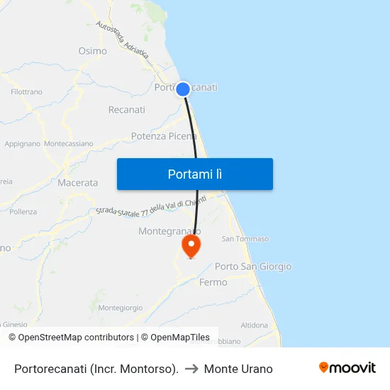 Portorecanati (Incr. Montorso). to Monte Urano map