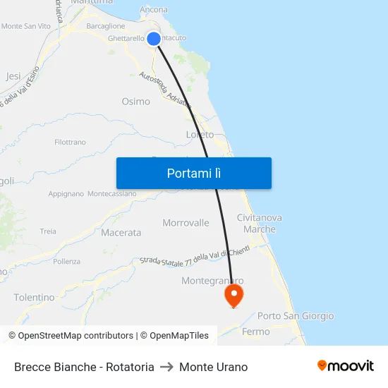 Brecce Bianche - Rotatoria to Monte Urano map