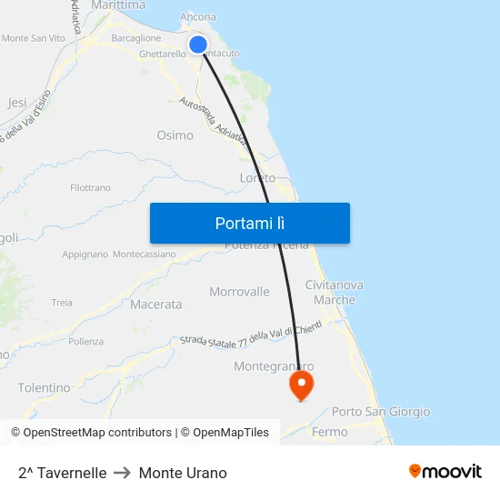 2^ Tavernelle to Monte Urano map