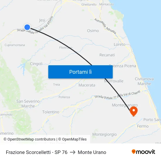 Frazione Scorcelletti - SP 76 to Monte Urano map