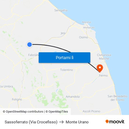 Sassoferrato (Via Crocefisso) to Monte Urano map