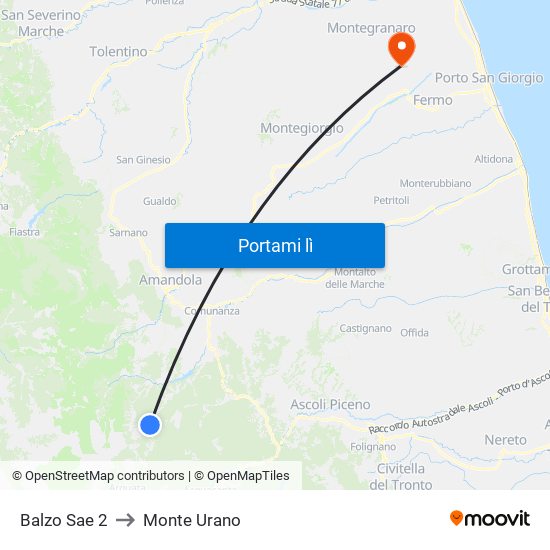Balzo Sae 2 to Monte Urano map