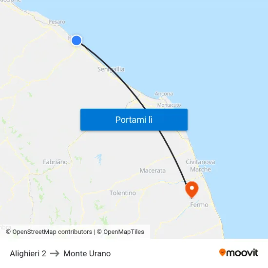 Alighieri 2 to Monte Urano map