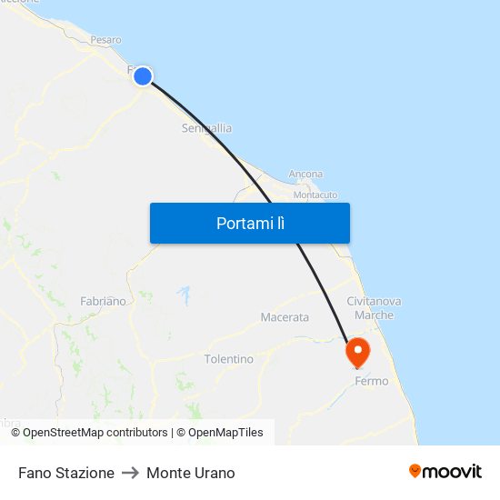 Fano Stazione to Monte Urano map