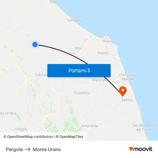 Pergola to Monte Urano map