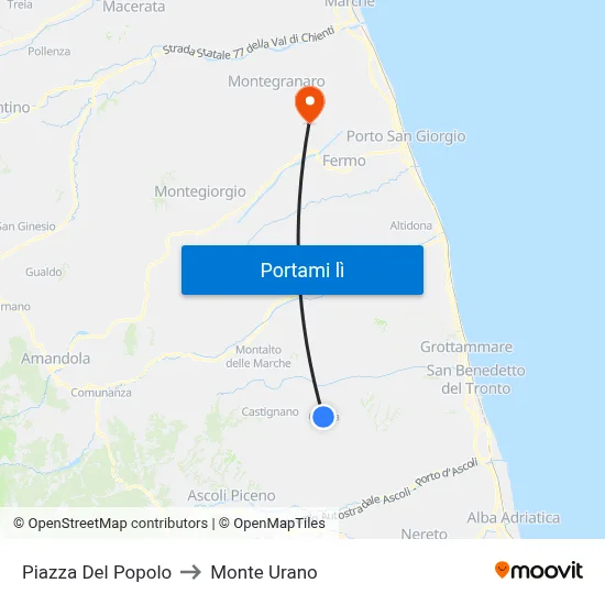 Piazza Del Popolo to Monte Urano map