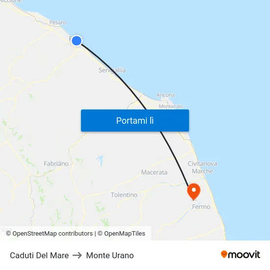 Caduti Del Mare to Monte Urano map