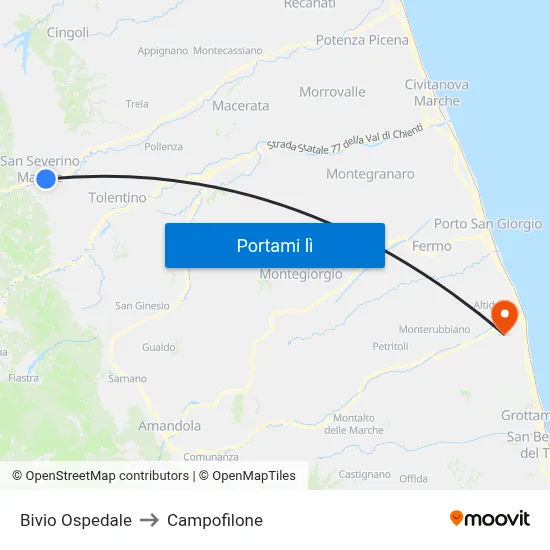 Bivio Ospedale to Campofilone map