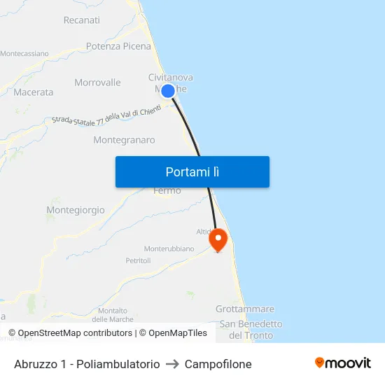 Abruzzo 1 - Poliambulatorio to Campofilone map