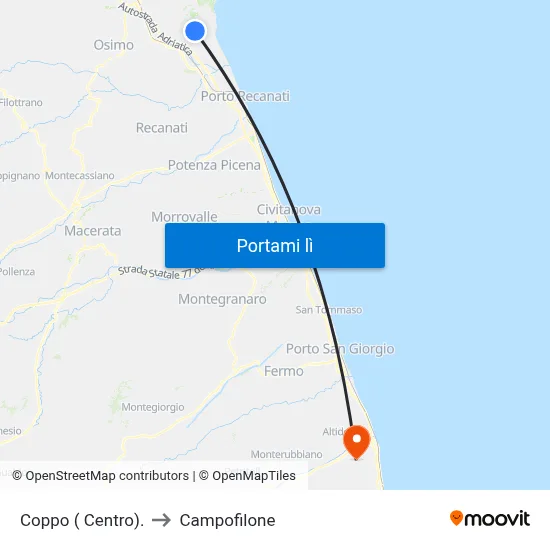 Coppo ( Centro). to Campofilone map