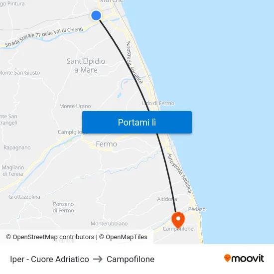 Iper - Cuore Adriatico to Campofilone map