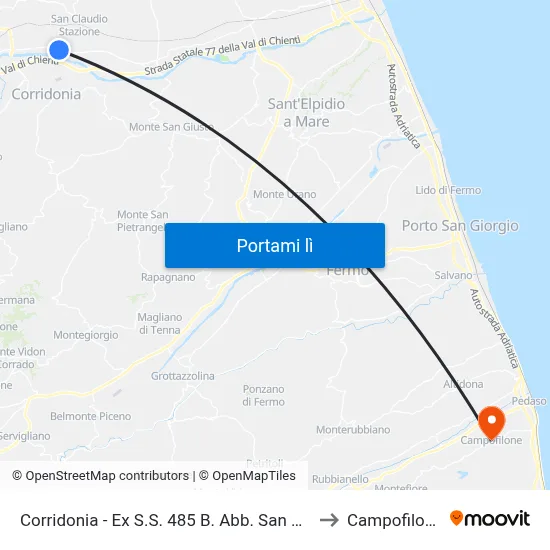 Corridonia - Ex S.S. 485 B. Abb. San Cla to Campofilone map