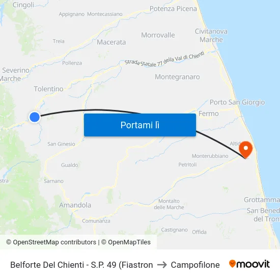 Belforte Del Chienti - S.P. 49 (Fiastron to Campofilone map