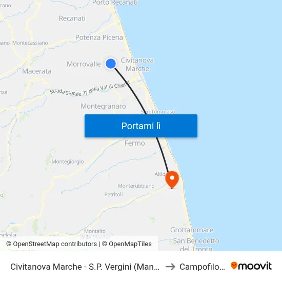 Civitanova Marche - S.P. Vergini (Manegg to Campofilone map