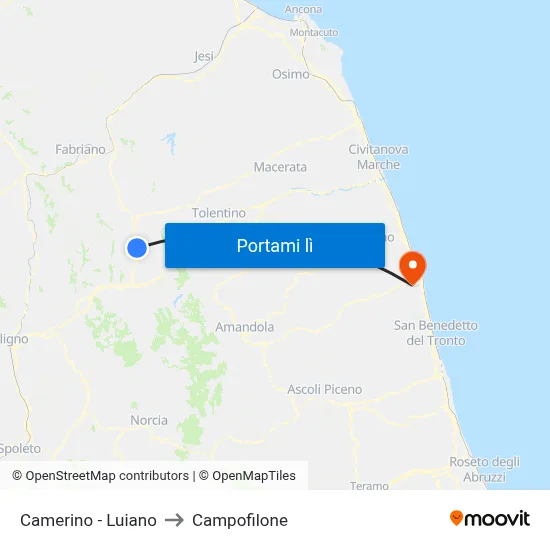Camerino - Luiano to Campofilone map