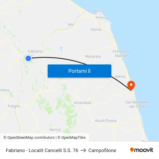 Fabriano - Localit Cancelli  S.S. 76 to Campofilone map