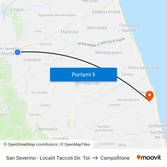San Severino - Localit Taccoli Dir. Tol to Campofilone map