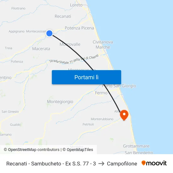 Recanati - Sambucheto - Ex S.S. 77 - 3 to Campofilone map