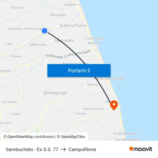 Sambucheto - Ex S.S. 77 to Campofilone map