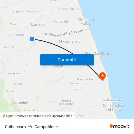 Colbuccaro to Campofilone map