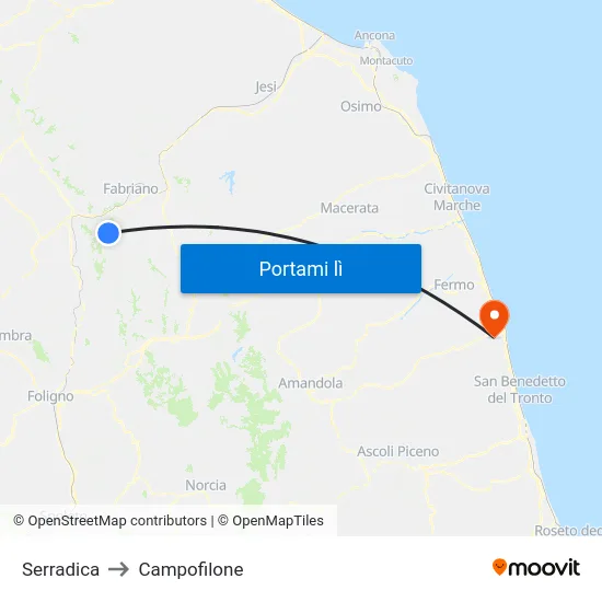 Serradica to Campofilone map