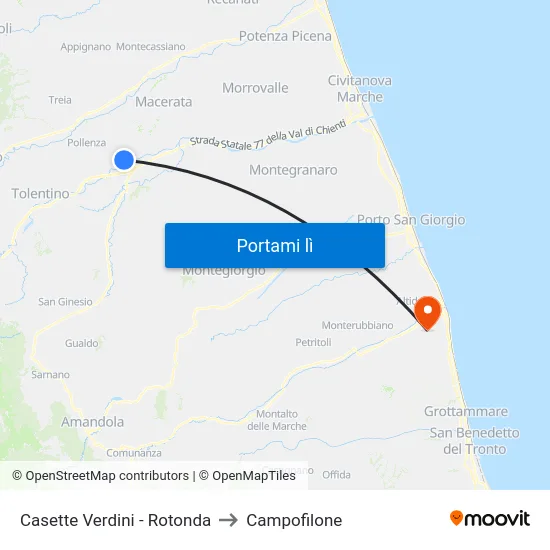 Casette Verdini - Rotonda to Campofilone map