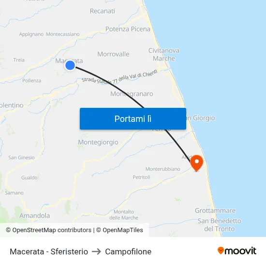 Macerata - Sferisterio to Campofilone map
