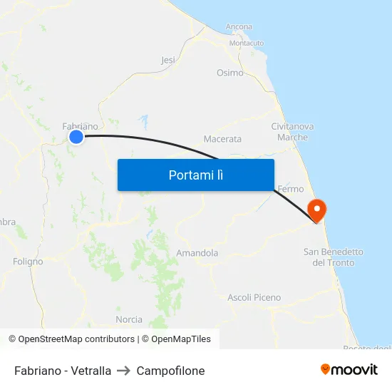 Fabriano - Vetralla to Campofilone map
