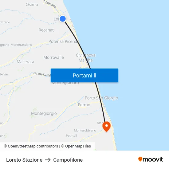 Loreto Stazione to Campofilone map