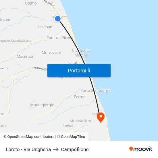 Loreto - Via Ungheria to Campofilone map