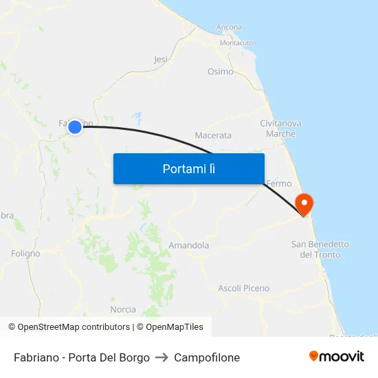 Fabriano - Porta Del Borgo to Campofilone map