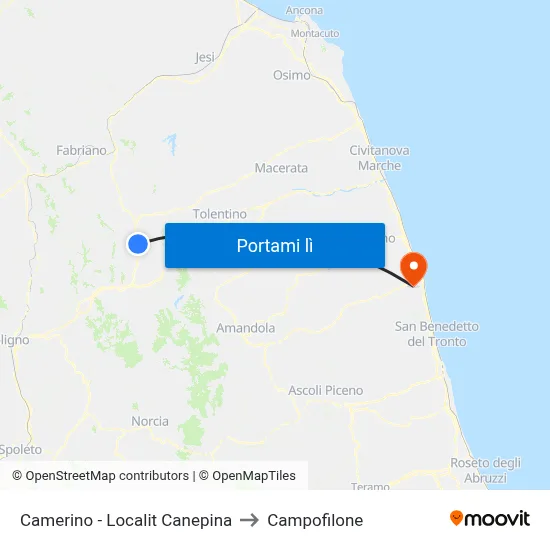Camerino - Localit Canepina to Campofilone map