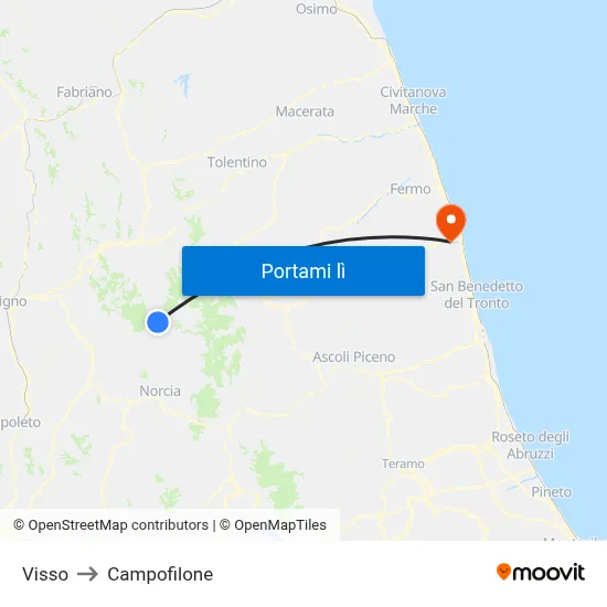Visso to Campofilone map
