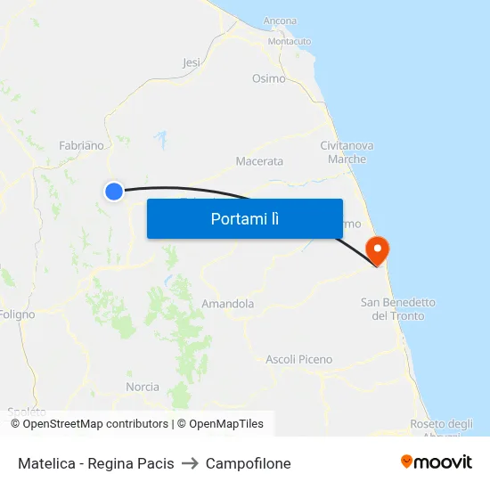 Matelica - Regina Pacis to Campofilone map