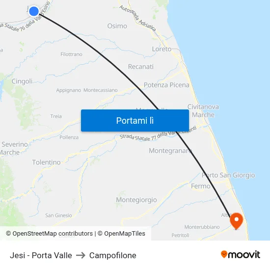 Jesi - Porta Valle to Campofilone map