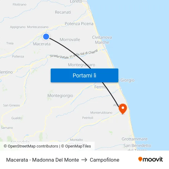 Macerata - Madonna Del Monte to Campofilone map