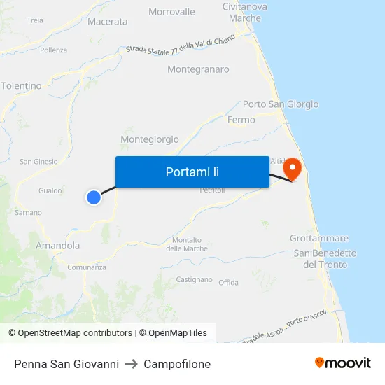 Penna San Giovanni to Campofilone map