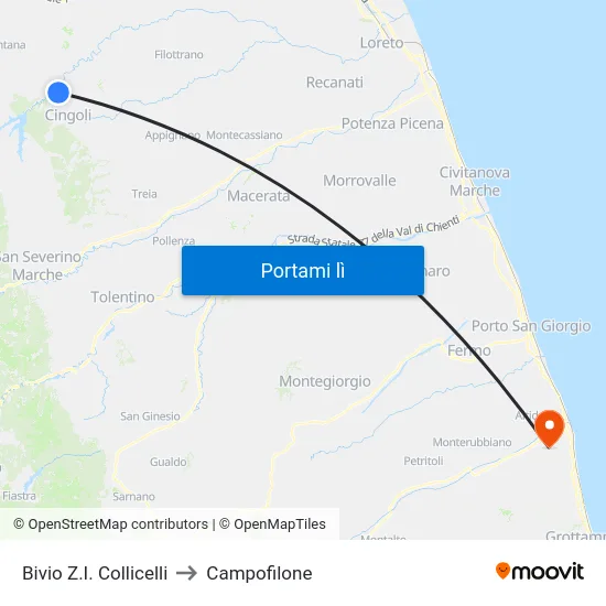 Bivio Z.I. Collicelli to Campofilone map