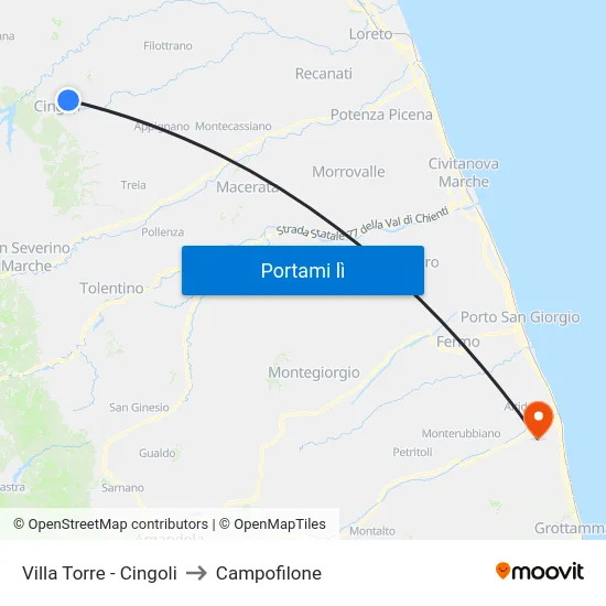 Villa Torre - Cingoli to Campofilone map