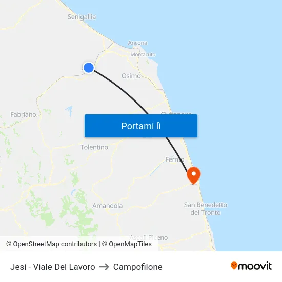 Jesi - Viale Del Lavoro to Campofilone map