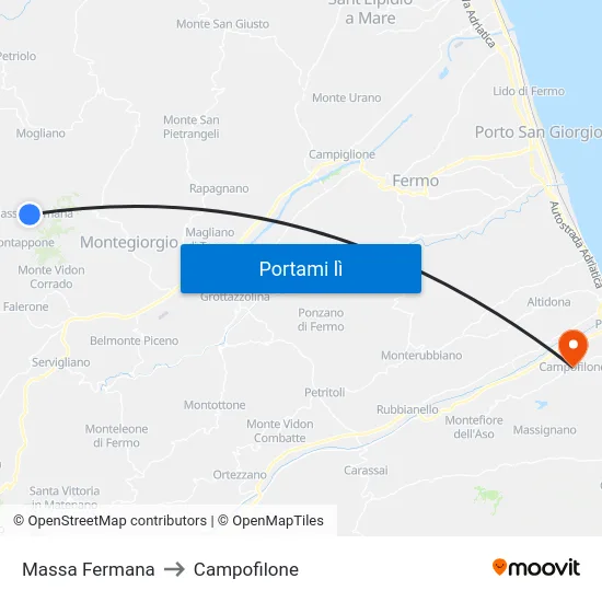Massa Fermana to Campofilone map