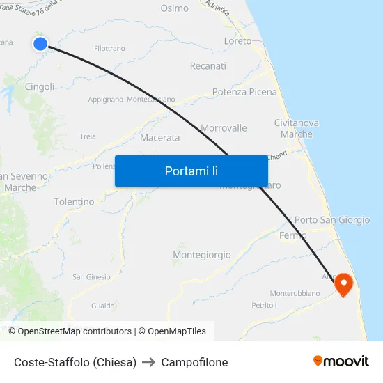 Coste-Staffolo (Chiesa) to Campofilone map