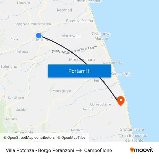 Villa Potenza - Borgo Peranzoni to Campofilone map