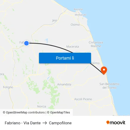 Fabriano - Via Dante to Campofilone map