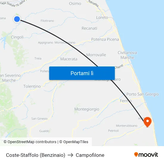 Coste-Staffolo (Benzinaio) to Campofilone map
