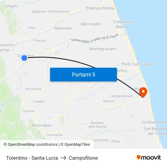 Tolentino - Santa Lucia to Campofilone map